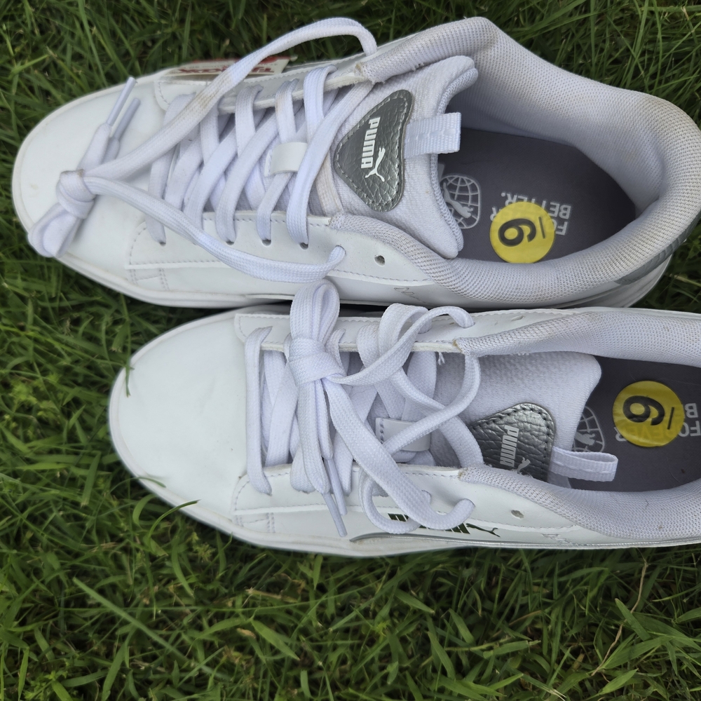 Puma Classic White and Gray Sneakers